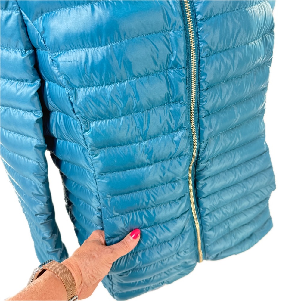 Kate Spade Packable Down Quilted Jacket with Zippered Pouch Dark Peacock Size XL - Picture 12 of 17